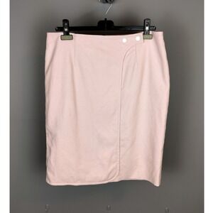 Paule Ka Cotton Blend Wrap Pencil Skirt Pink Textured Knee Length‎